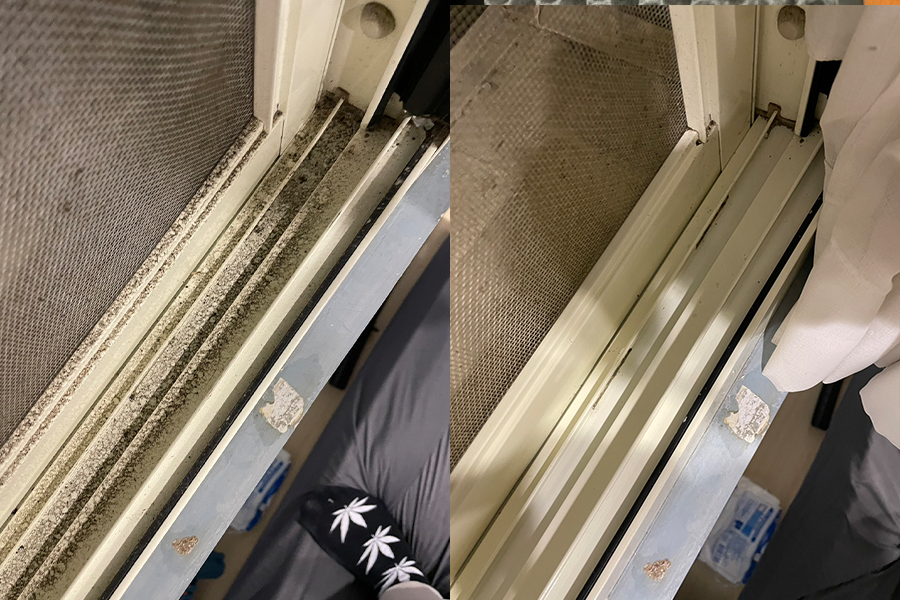 窗框窗溝深層清潔 — Before/After 對比